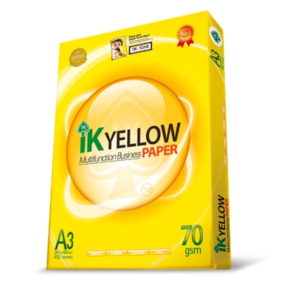 IK Yellow Photocopy Paper A3 70GSM 450 Sheets/Ream 5's/Carton