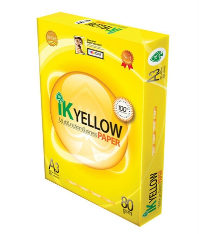 IK Yellow Photocopy Paper A3 80GSM 450 Sheets/Ream 5's/Carton