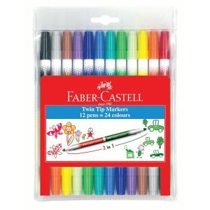 FABER CASTELL TWIN TIP 24 COLOURS (#155127) 12'S/BOX