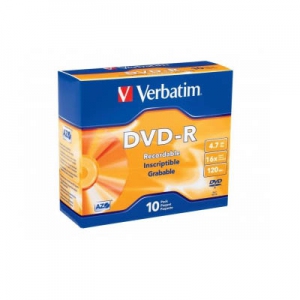 VERBATIM DVD-R  16X 4.7GB 120MIN AZO RECORDABLE 10Pk Slim Case